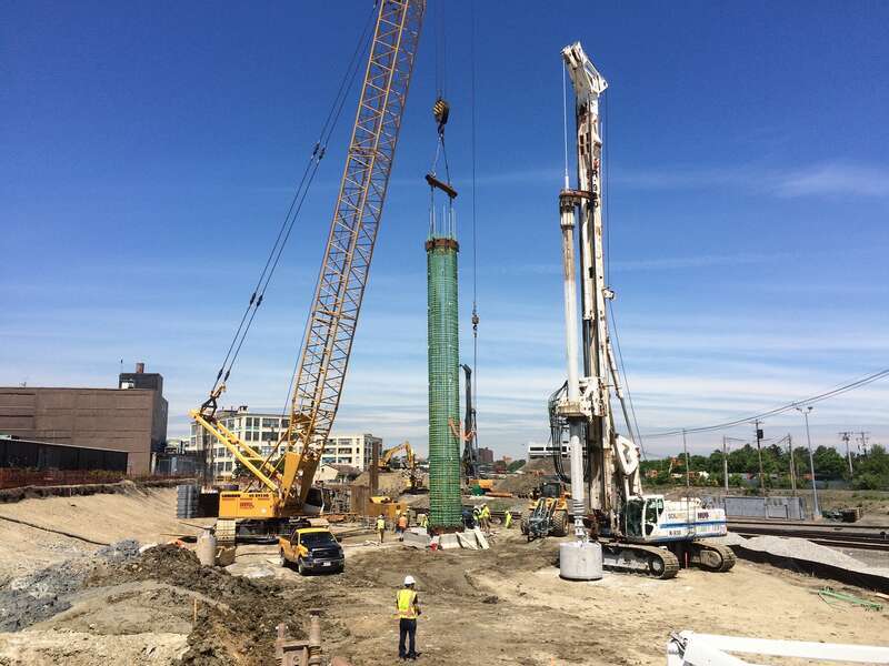 Green Line Extension June 2015 First GLX Viaduct Drilled Shaft at Red Bridge Area in Somerville_3