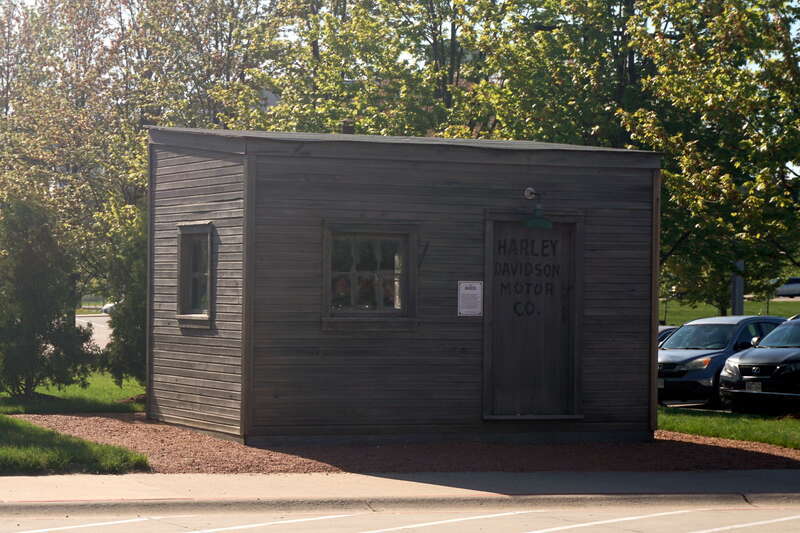 The replica of The Shed at the Harley-Davidson Museum in Milwaukee, Wisconsin (United States).