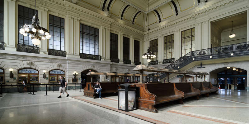 Waiting room, Hoboken Terminal, Hoboken, New Jersey.