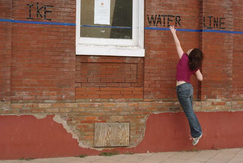 While strolling around Galveston the past few days it was hard to imagine the destruction of just over a year ago. There are a few reminders, though. The blue line on the side of the 1869 First National Bank building is the high water mark from