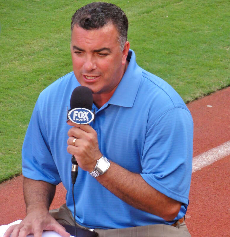 FOX Sports Ohio reporter Jeff Piecoro at Sun Life Stadium before a Reds - Marlins game, 2011.