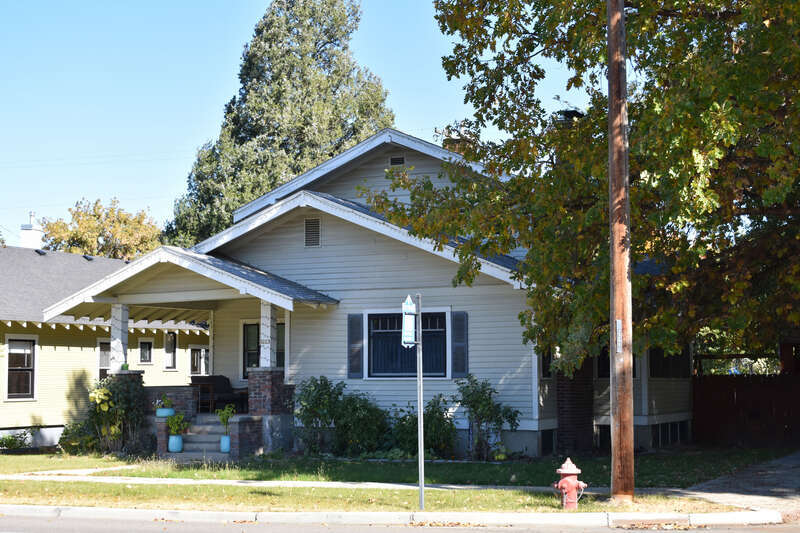 The John and Olive Harrington House (1919) is part of the Caldwell Residential Historic District, also known as the Steunenberg Historic District. The Harringtons owned a real estate business.