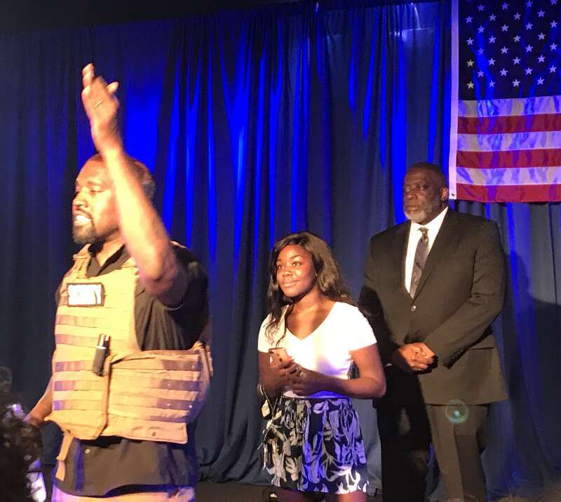 Kanye West at a rally in North Charleston, South Carolina for his 2020 presidential campaign