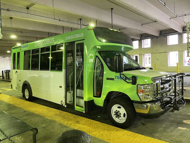 Krapf Transit Ford E-450 bus #1910 operating the ChescoBus SCCOOT route for TMACC at the West Chester Transportation Center in West Chester, Pennsylvania