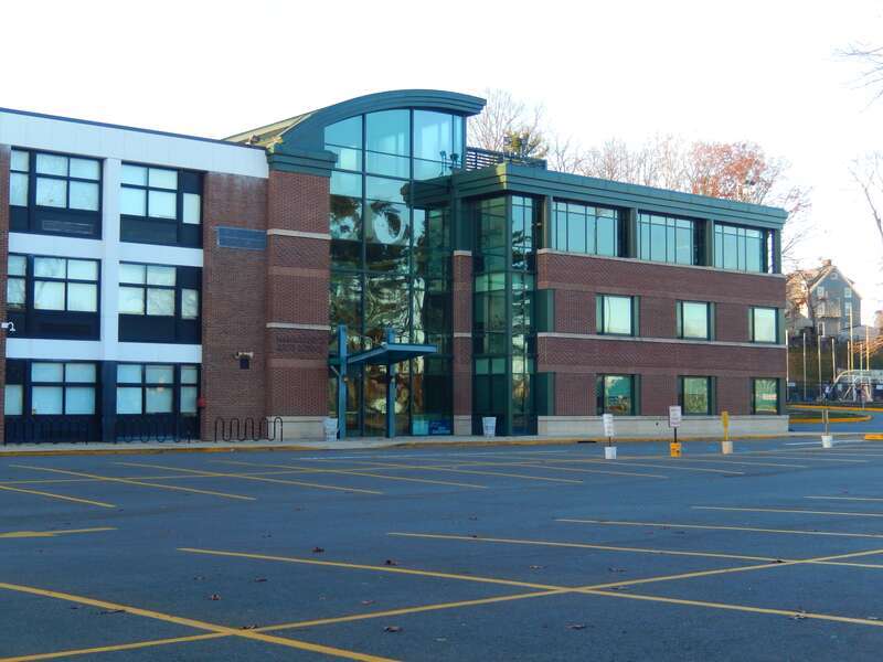 Mamaroneck High School, Auditorium Building, Boston Post Road, Mamaroneck, NY. Built in 2005, the 28,000 square-foot three-story addition cost $15.8 million to design and construct. It was designed by Brian Snyder, AIA, of The Geddis Partnership,