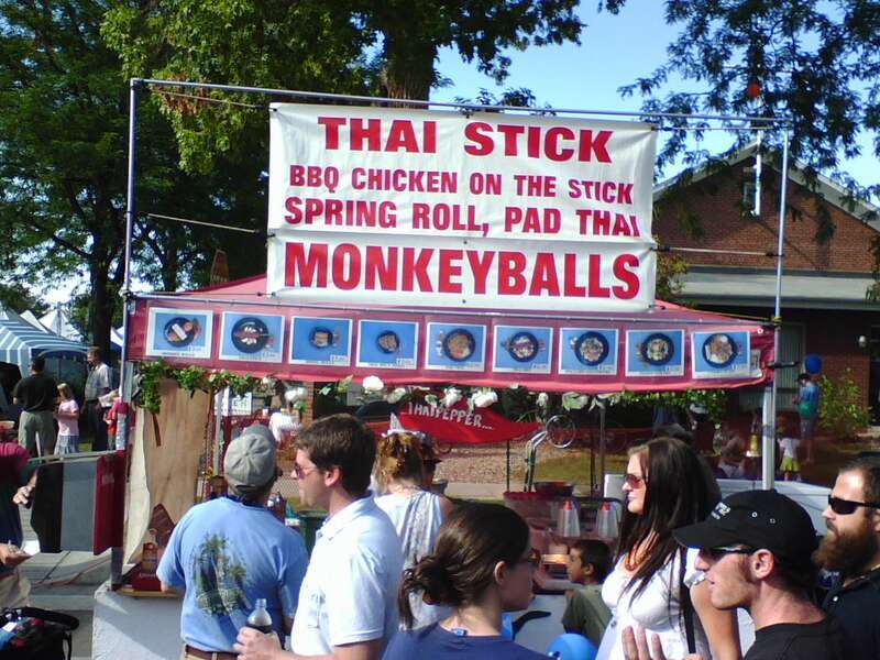 Food stand at the New West Fest. I know; I'm immature. I can't say &quot;monkey balls&quot; without snickering in adolescent glee.