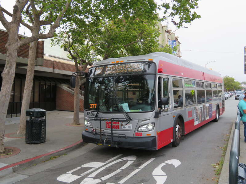 Muni route 57 bus at West Portal and 14th Avenue in May 2018