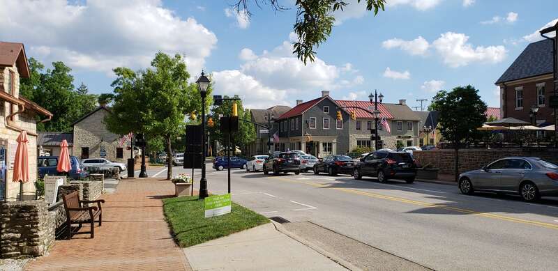 Southern terminus of Ohio State Route 745 at Ohio State Route 161 / U.S. Route 33 in en:Dublin, Ohio.