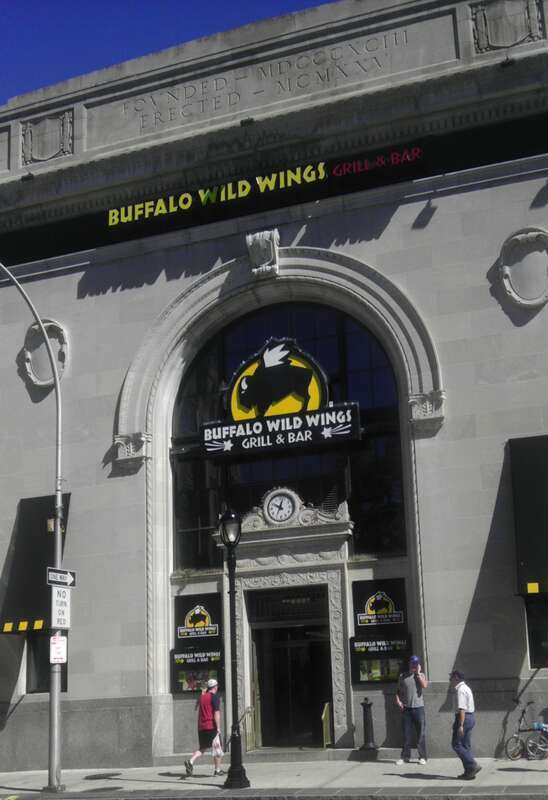 Looking northeast from Mamaroneck Avenue at Peoples National Bank and Trust Company Building on a sunny midday.