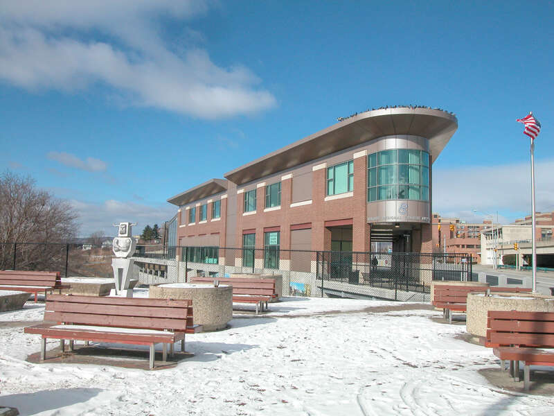 Front of the Joseph Scelsi Intermodal Transportation Center in Pittsfield, Massachusetts