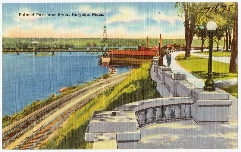 Title: Pulaski Park and river, Holyoke, Mass.
Description: Holyoke abounds in many interesting parks and playgrounds, but few are more varied or interesting than those from this one. It overlooks the town of South Hadley.
Subjects: Parks;