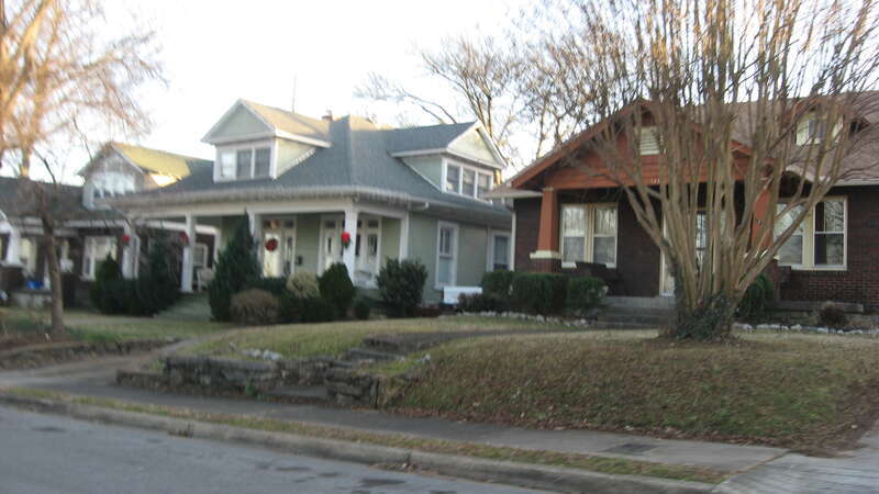 Houses on the southern side of Roycroft Place just west of the Ridley Boulevard junction in Nashville, Tennessee, United States.  This block is part of the Woodland in Waverly Historic District, a historic district that is listed on the National