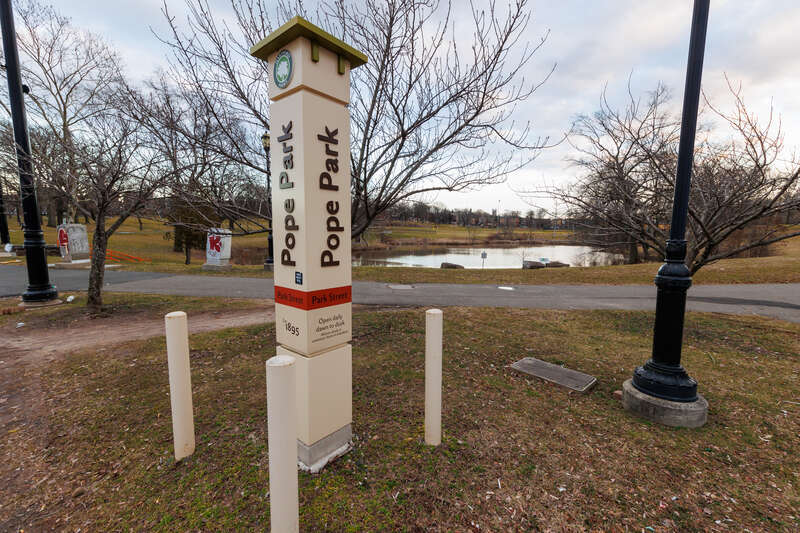 Sign for Pope Park, Hartford, Connecticut