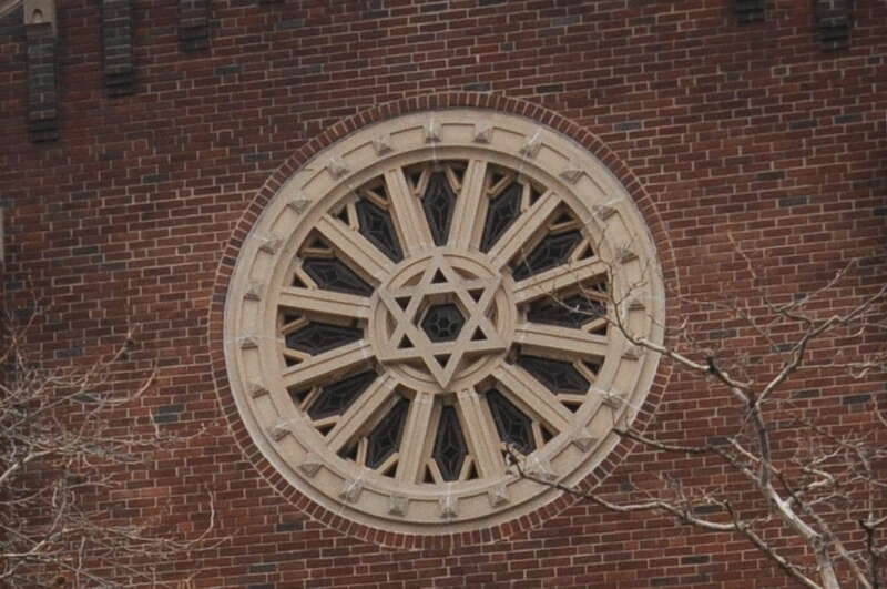 Star of David rose window in the former Agudath Sholem Synagogue, Stamford, Connecticut.
