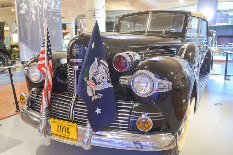FDR's 1939 Lincoln K Series Presidential Limousine photographed as it appears on display at The Henry Ford, Dearborn, Michigan.