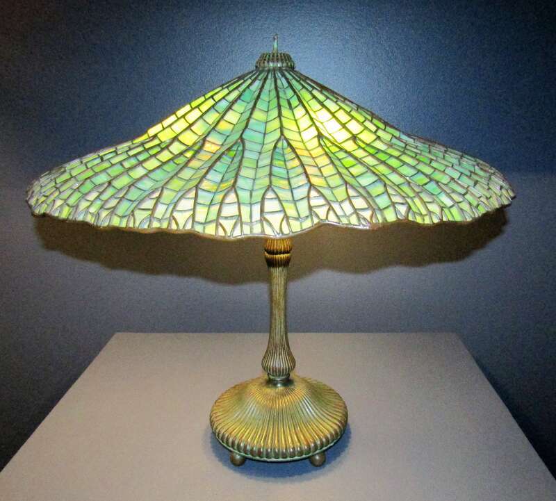 Tiffany glass lampshade on display at the BYU Museum of Art.