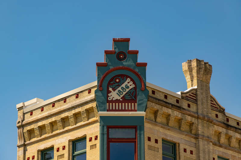 Zaegel Building, later known as the I.C. Thomas Building, 701-703 North 8th Street, Sheboygan, Wisconsin. Constructed: 1886. The building was originally used as a drug store, then sold to I.C. Thomas in 1906.