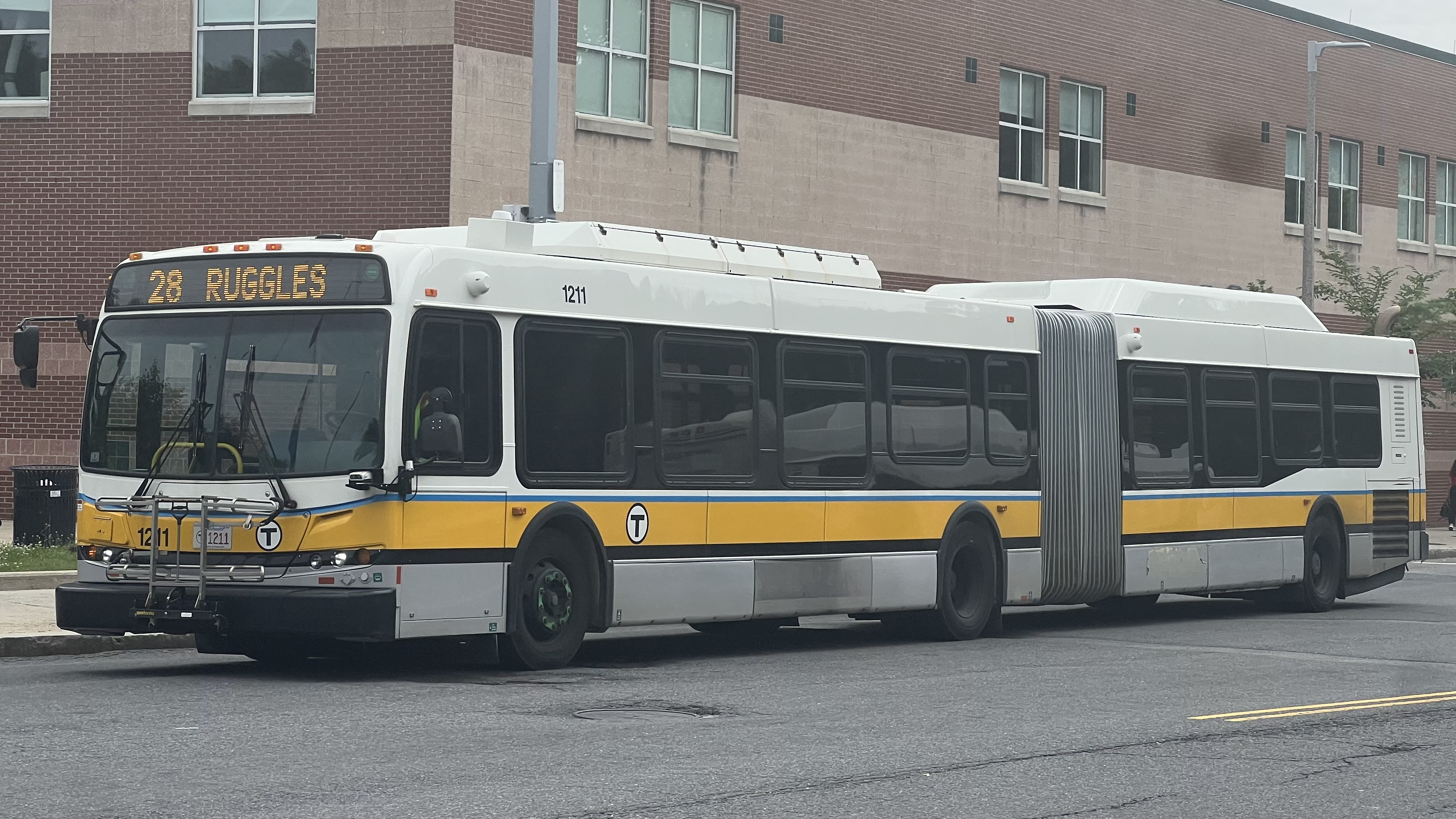 MBTA route 28 bus on Malcolm X Boulevard near Roxbury Crossing in June 2024