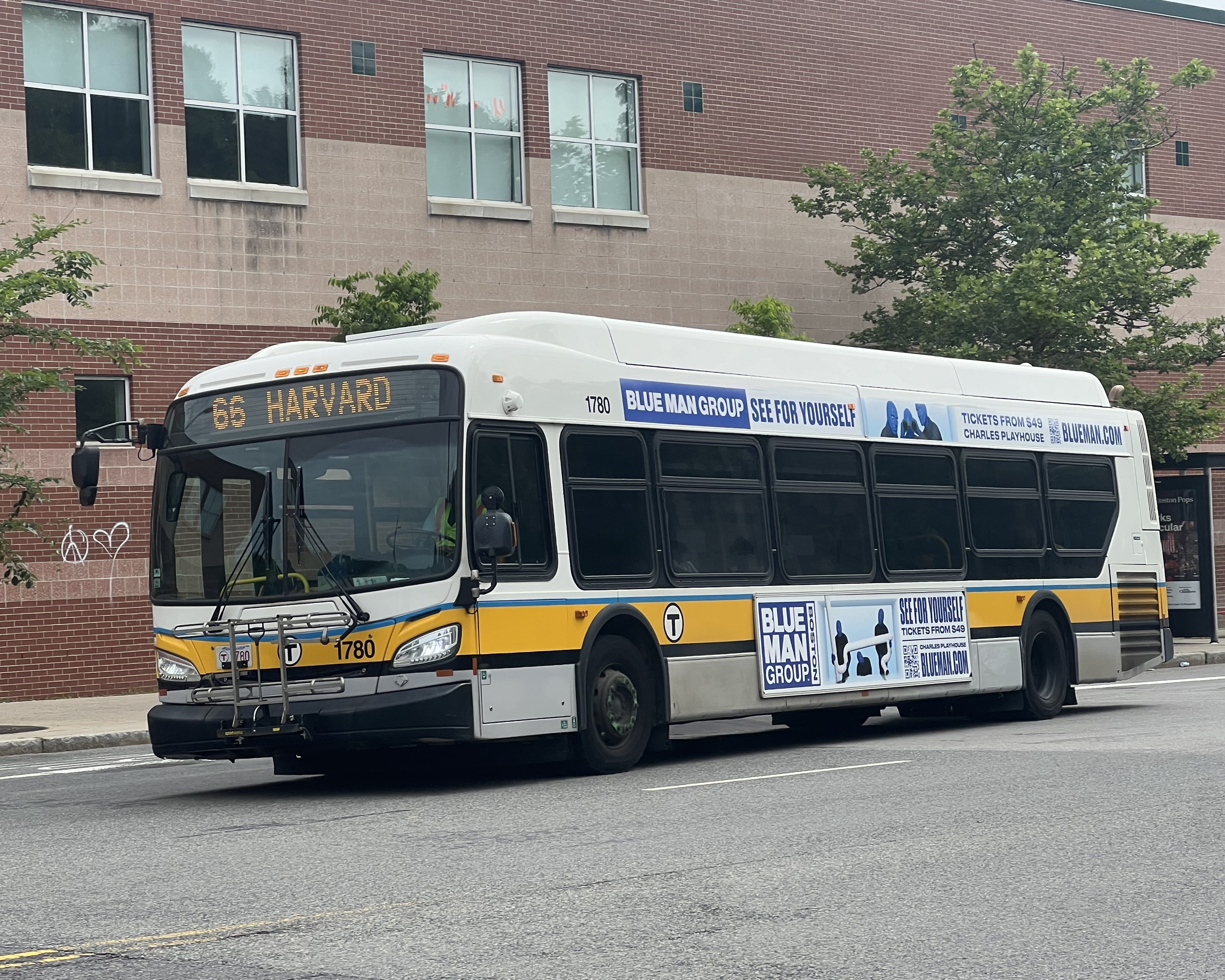 MBTA route 66 bus on Malcolm X Boulevard near Roxbury Crossing in June 2024