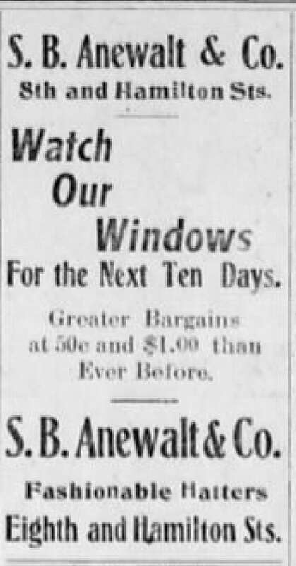 Samuel B Anewalt Co. Newspaper Ad