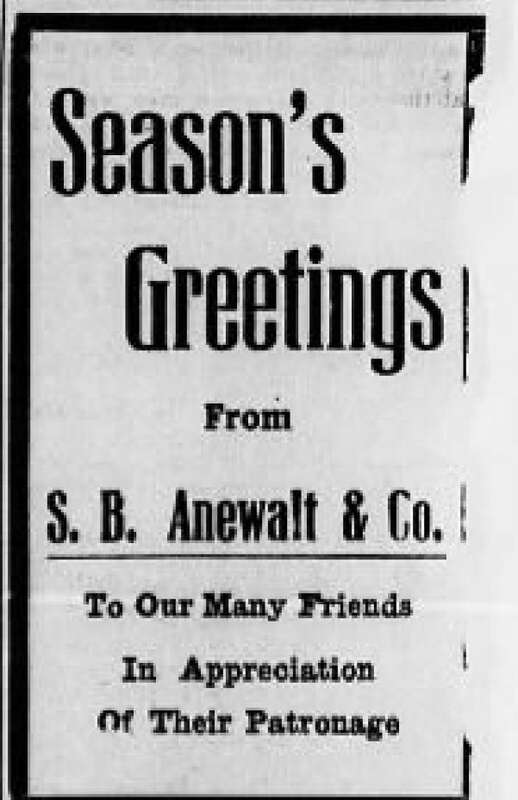 Samuel B Anewalt Co. Newspaper Ad