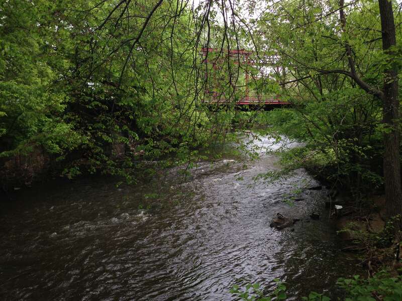 View up the Assunpink Creek from Mill Hill Park in Trenton, New Jersey