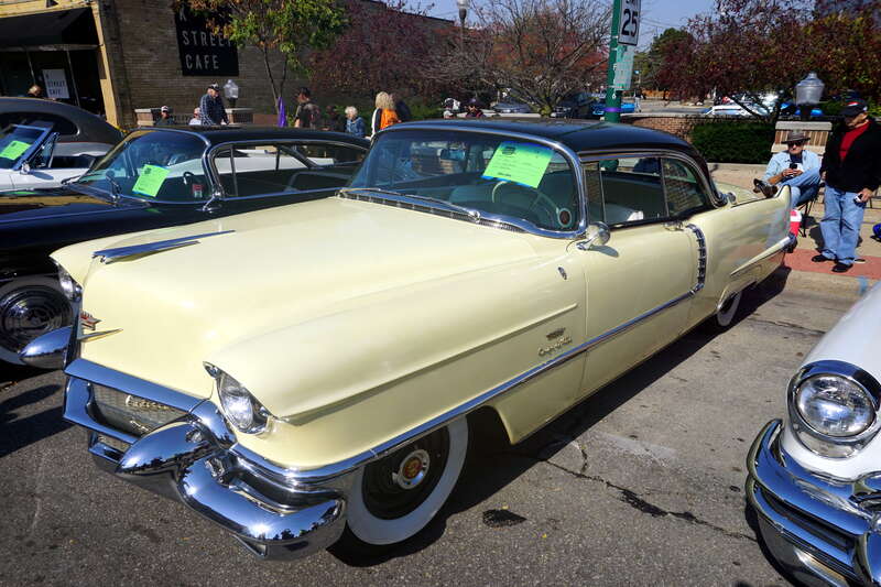 A 1956 Cadillac Coupe de Ville on display at the 2024 Downtown West Allis Classic Car Show in West Allis, Wisconsin (United States).