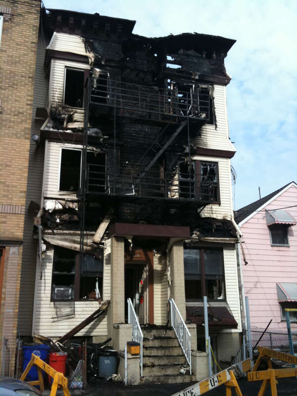 A house on 40th Street between Bergenline Avenue and Kennedy Boulevard in Union City, New Jersey that was damaged by a fire on the morning of March 10, 2010. Photo by Luigi Novi. This photo may be used for any purpose, provided that the photographer