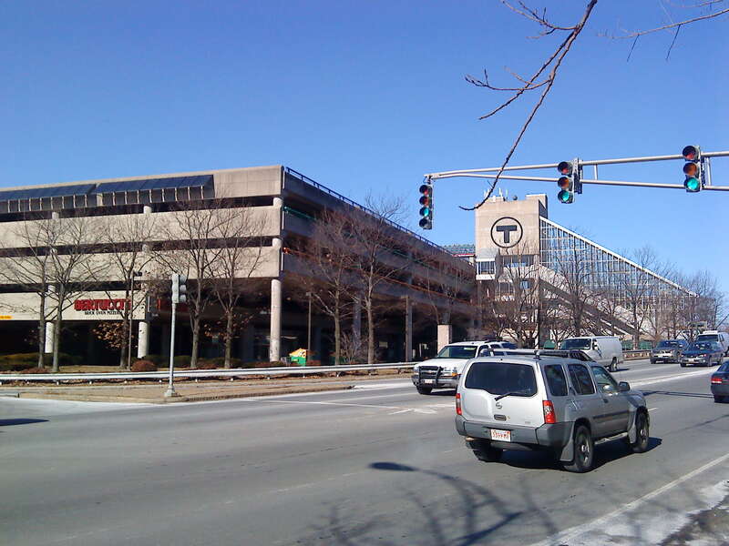Alewife station adjacent to Alewife Brook Parkway in February 2010