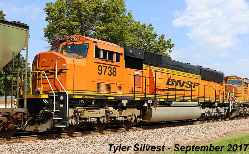 Burlington Northern Santa Fe 9738 is a Rebuilt Electro-Motive Diesel(EMD) SD70MACe
Train: H TULLIN1 15
Video Link: 
Photo Taken: 9-16-17 at 12:38 pm

Picture ID# 9153