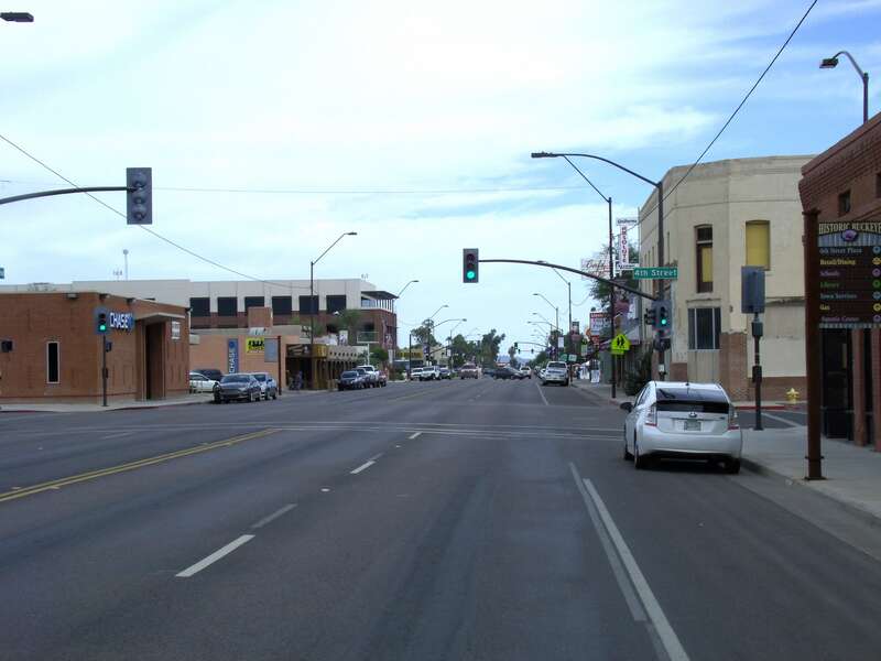 View of Historic Buckeye Downtown as seen from Monroe Ave. Buckeye is located in Maricopa County of Arizona. In 1910, Buckeye was platted for a Town. Buckeye was incorporated in 1929.