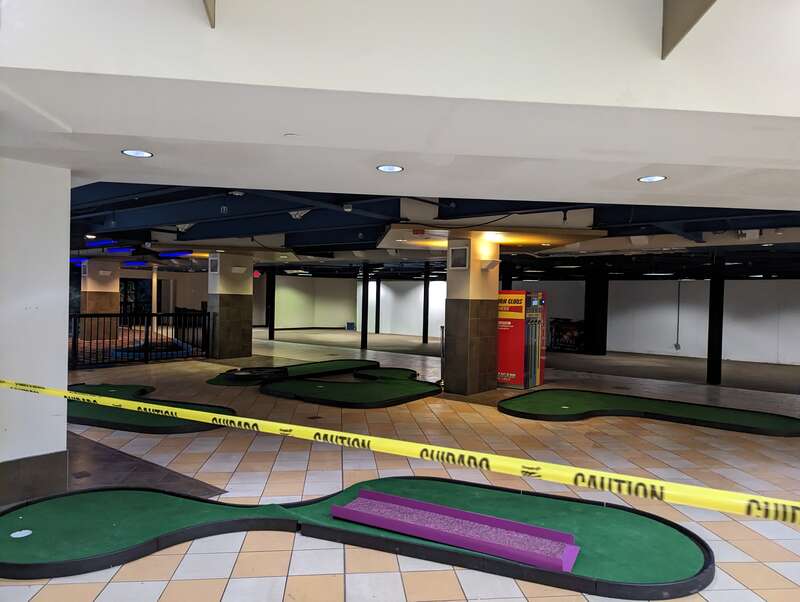 Closed off mini-golf course at Burnsville Center food court