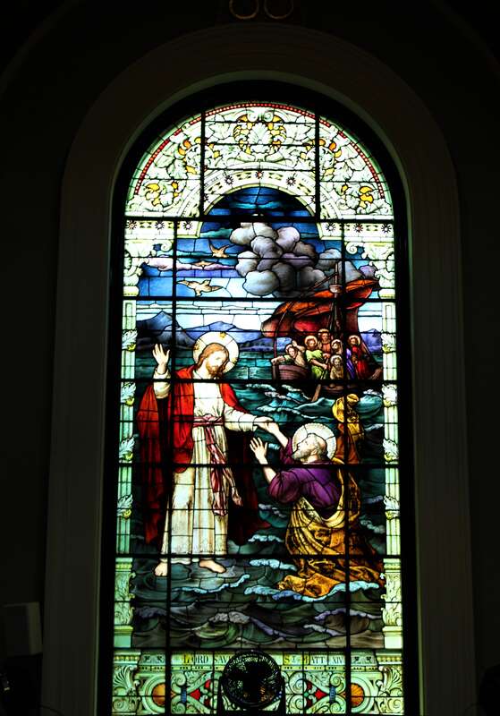 Stained glass window in the Cathedral of Saint Patrick in Harrisburg, Pennsylvania.