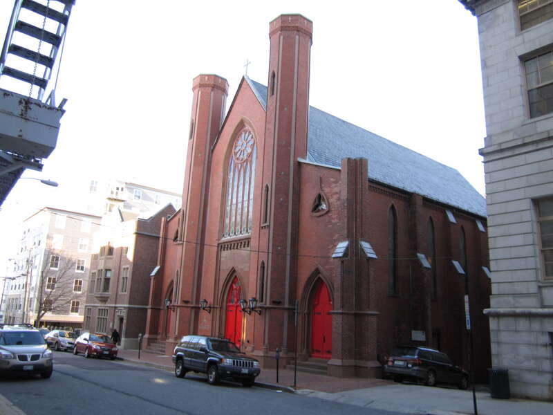 The Chestnut Street Methodist Church in downtown Portland, Maine.