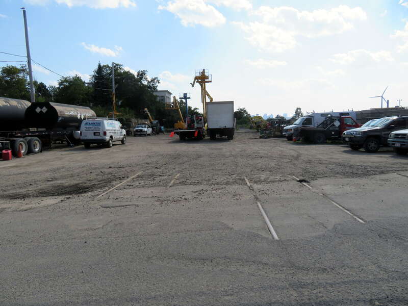 Former tracks of the East Boston Branch at Railroad Street in Revere in August 2018