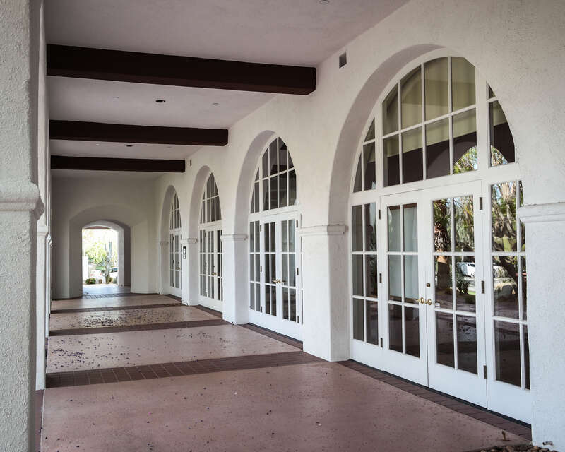A view of the El Mirador Hotel tower replica in Palm Springs, California, now part of the Desert Regional Medical Center