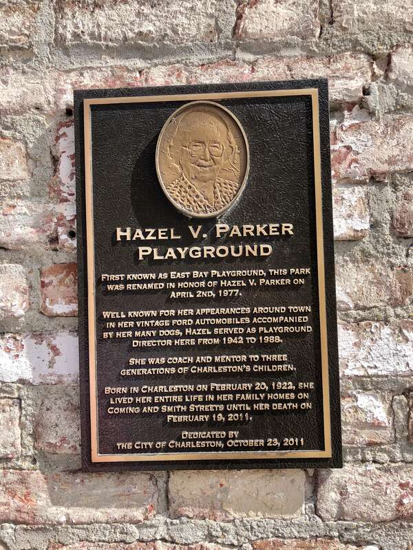 Hazel V. Parker Playground Historical Marker, East Bay Street, South of Broad, Charleston, SC