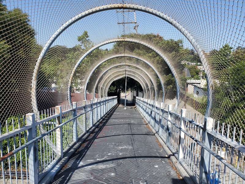 The Sycamore Avenue footbridge in Hayward, California, in May 2024