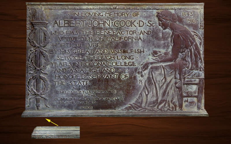 memorial tablet for Albert John Cook, D.Sc. (1843-1916) (artist's signature shown in inset)