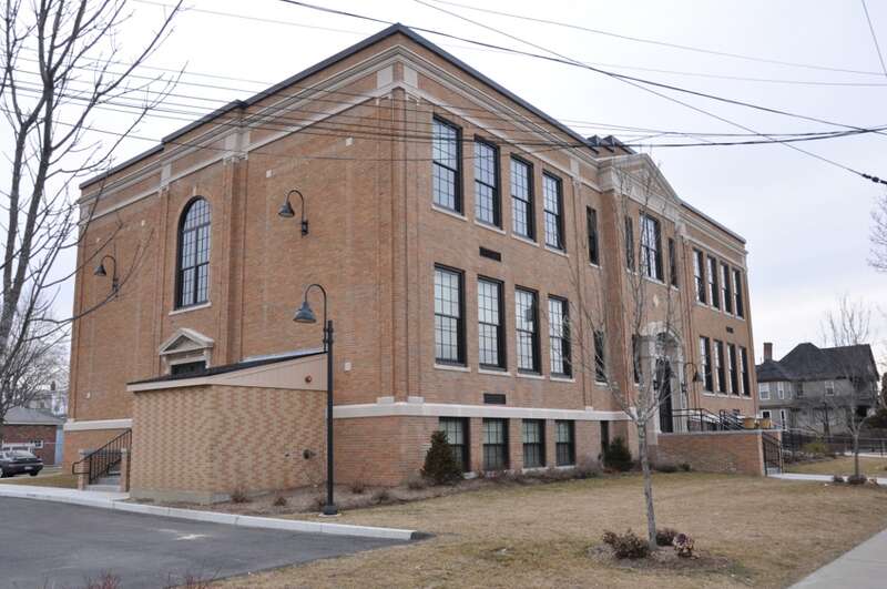 The historic Daniel Saunders School building in Lawrence, Massachusetts.  It is now condominium residences.