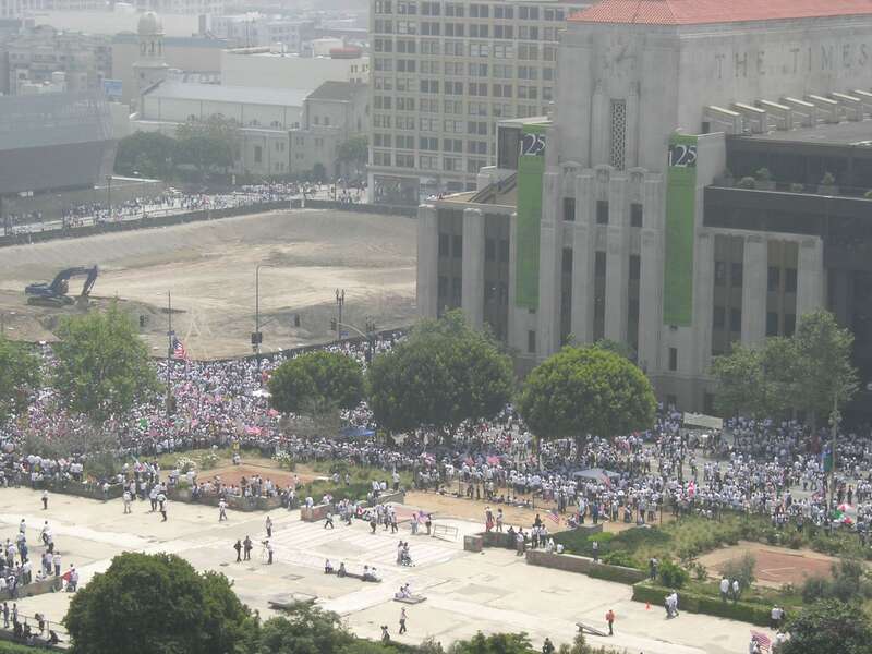 the los angeles times building on 1st street and spring