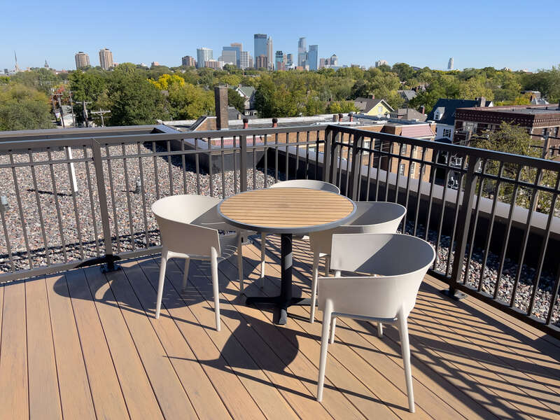 A rooftop deck patio in Minneapolis, Minnesota.