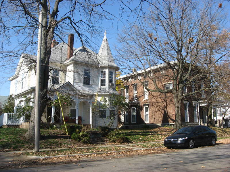 Houses on the western side of the 800 block of Tenth Street in Lafayette, Indiana, United States.  This area is part of the Park Mary Historic District, a historic district that is listed on the National Register of Historic Places.