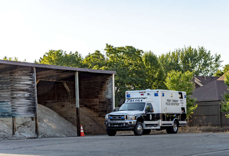 A retired ambulance converted into a Community Response Unit for use by the Perry Township Police Department.