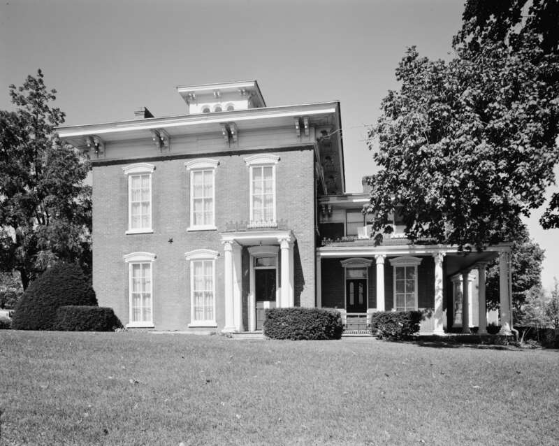 Front of the Rensselaer Russell House, located at 520 W. 3rd Street in Waterloo, Iowa, United States.  Built in 1858, it is listed on the National Register of Historic Places.