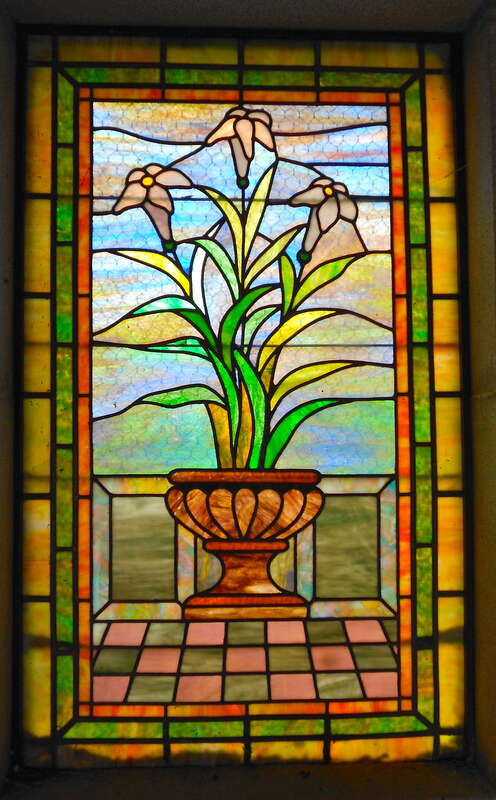 Stain glass window in the Todd Masoleum at Riverview Cemetery Company of Wilmington, Delaware. Cemetery on the NRHP since July 3, 2012, at 3300 &amp;amp; 3117 N. Market St., Wilmington, Delaware (New Castle County)