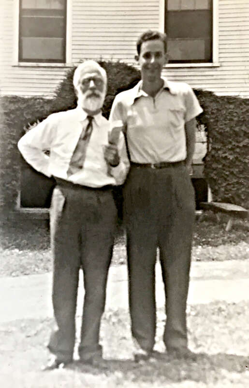 Sir Roland Fisher, known for the statistical Fisher's Exact test and Dr. Calvin Zippin at the statistics conference at the Blue Ridge Assembly in Asheville, NC during the summer of 1952.