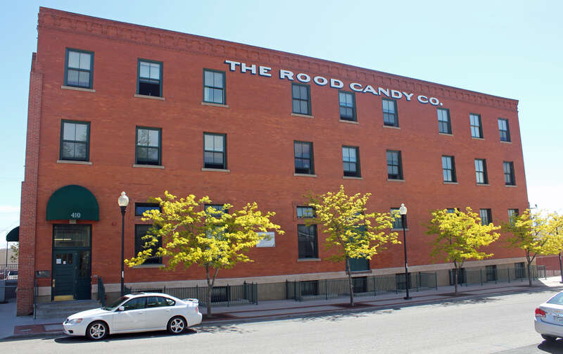 The Rood Candy Company Building, located at 408-416 West 7th Street in Pueblo, Colorado. The building is listed on the National Register of Historic Places.