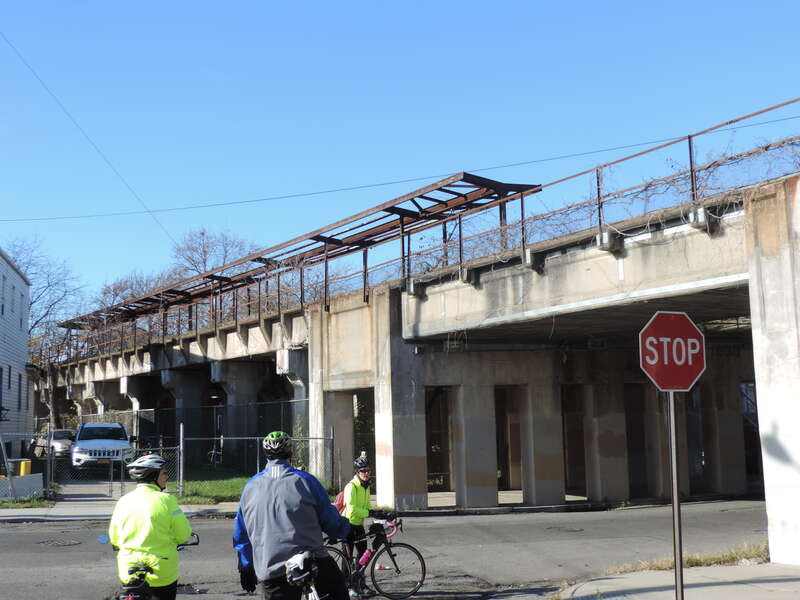 Looking northwest from Grove Street on a sunny early afternoon