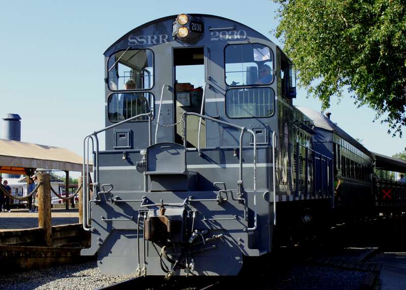 Sacramento Southern Railroad EMD SW8 #2030 on the SSRR line located just south of the California State Railroad Museum in the Sacramento in Historic Old Town.